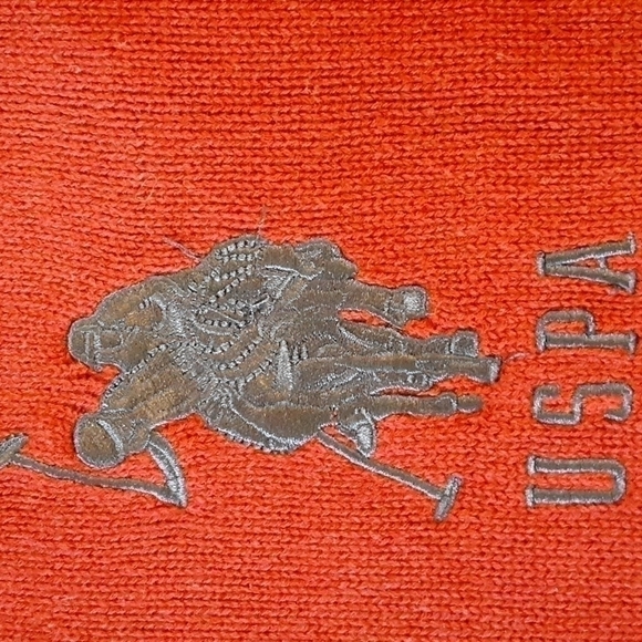 US polo assn embroidered large horse spell out men's 1/4 zip burgundy sweater L - Picture 3 of 12